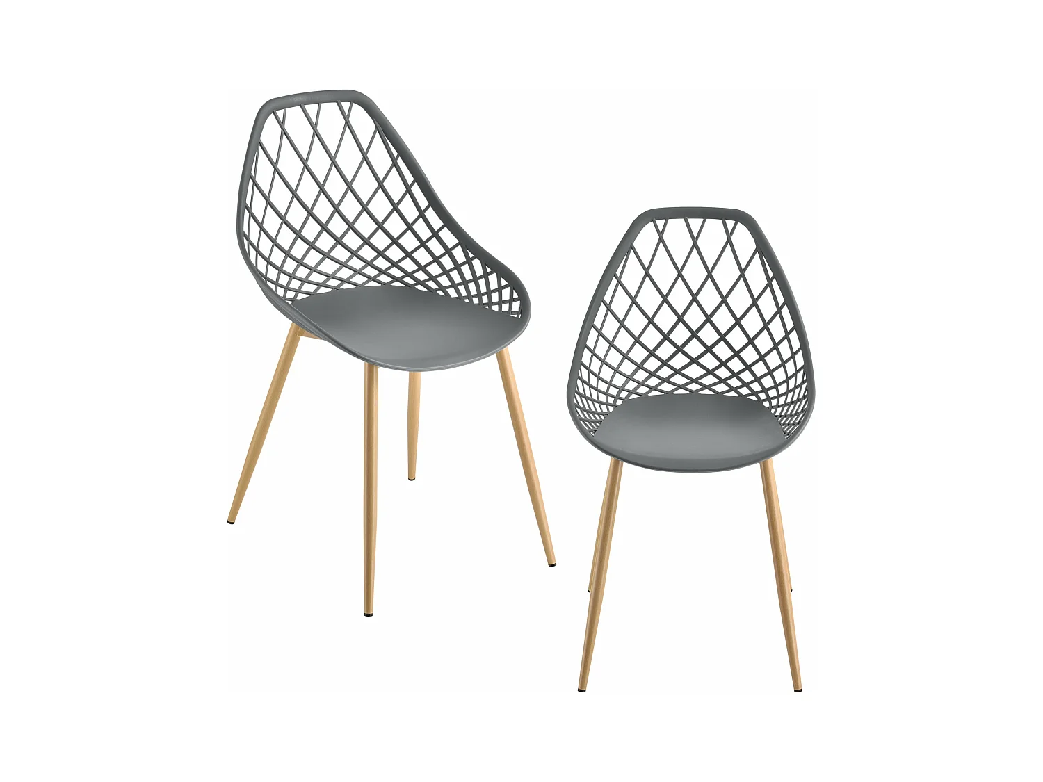 Set de 2 chaises de salle à manger siège en plastique 83 cm gris 03_0006038