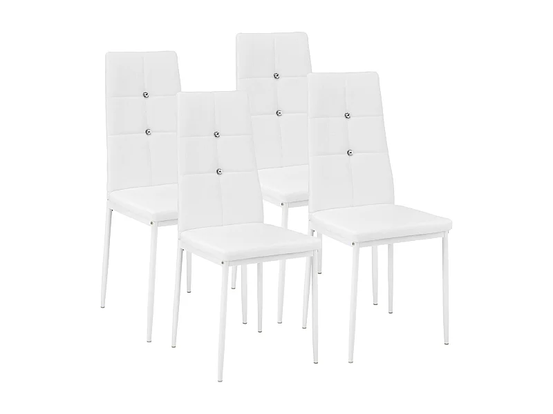 Lot de 4 chaises siège de salon cuisine salle à manger design élégant avec brillant blanc 08_0000563