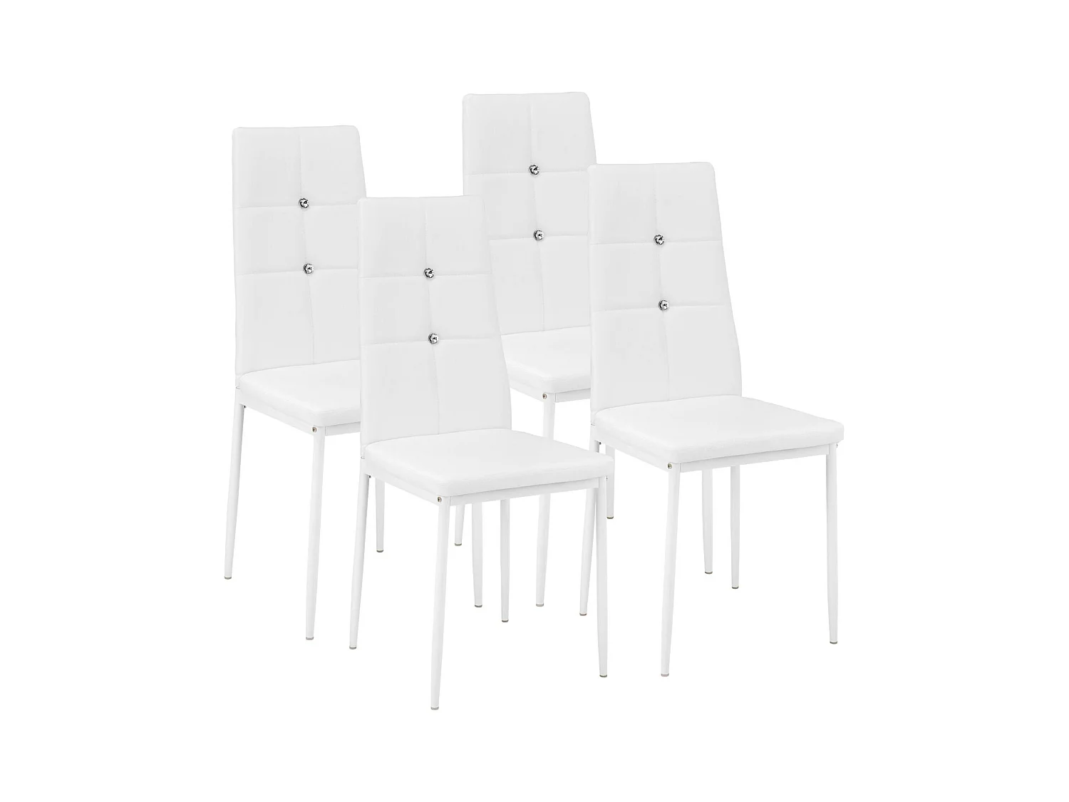 Lot de 4 chaises siège de salon cuisine salle à manger design élégant avec brillant blanc 08_0000563