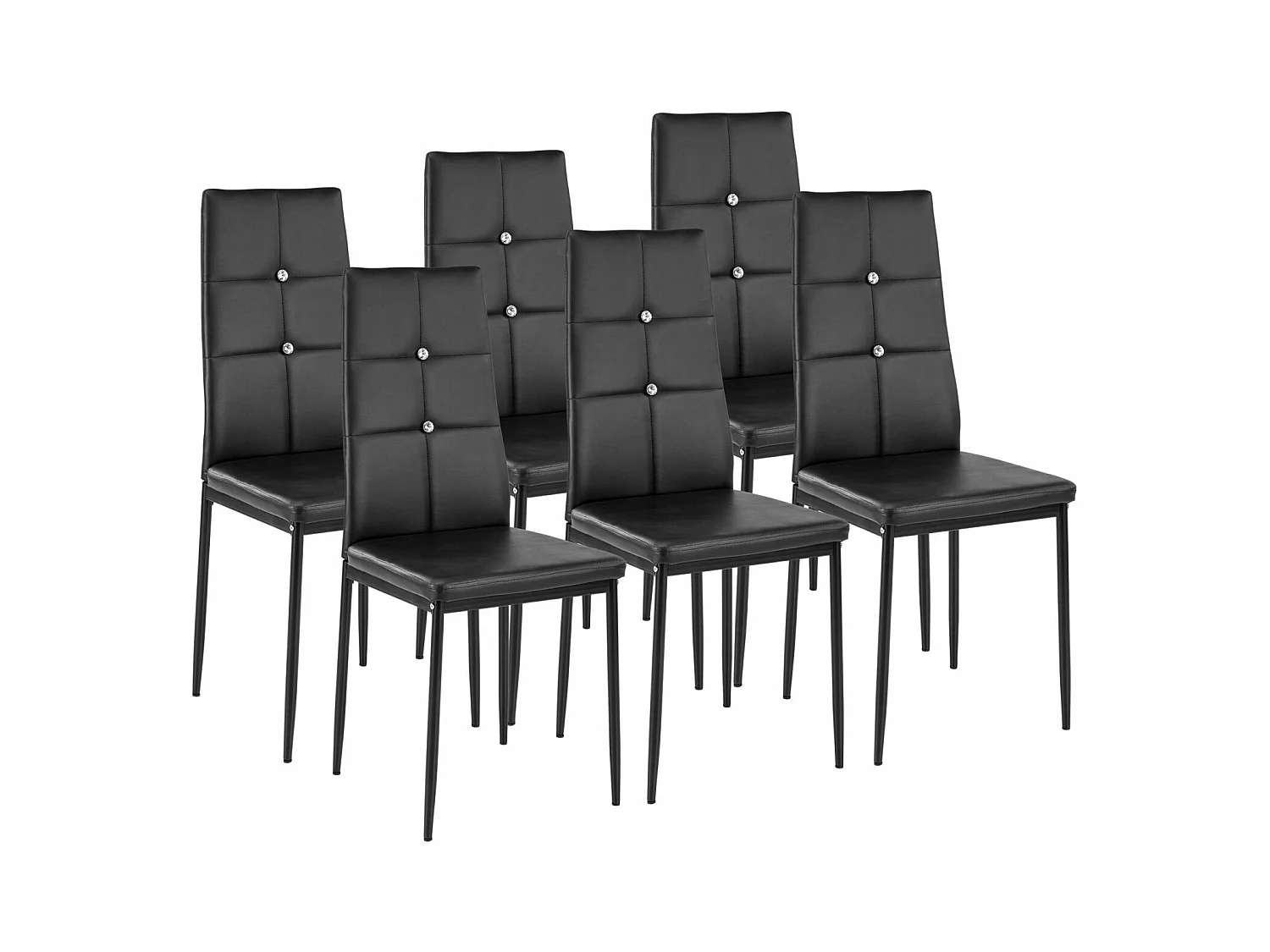 Lot de 6 chaises siège de salon cuisine salle à manger design élégant avec brillant noir 08_0000170