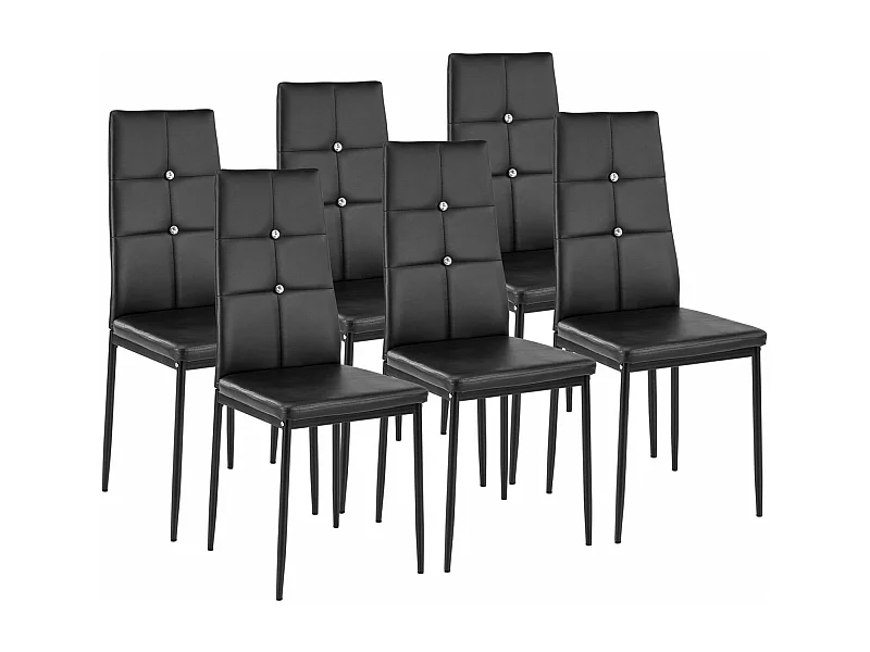 Lot de 6 chaises siège de salon cuisine salle à manger design élégant avec brillant noir 08_0000170