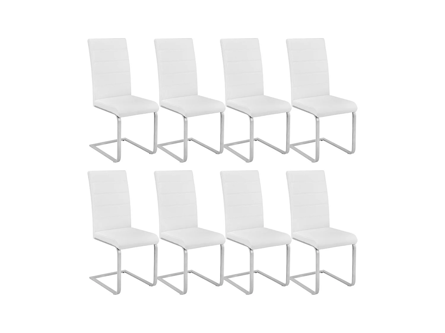 Conjunto de 8 sillas de comedor sintética blanco patas curvadas en acero 08_0000091