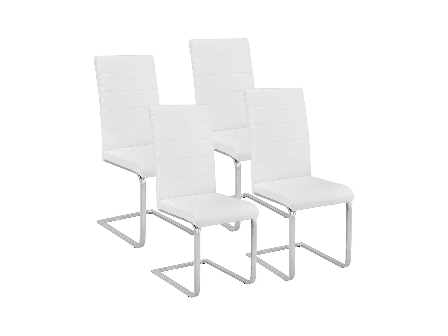 Lot de 4 chaises pieds acier siège de salon cuisine salle à manger design carré élégant blanc 08_0000573