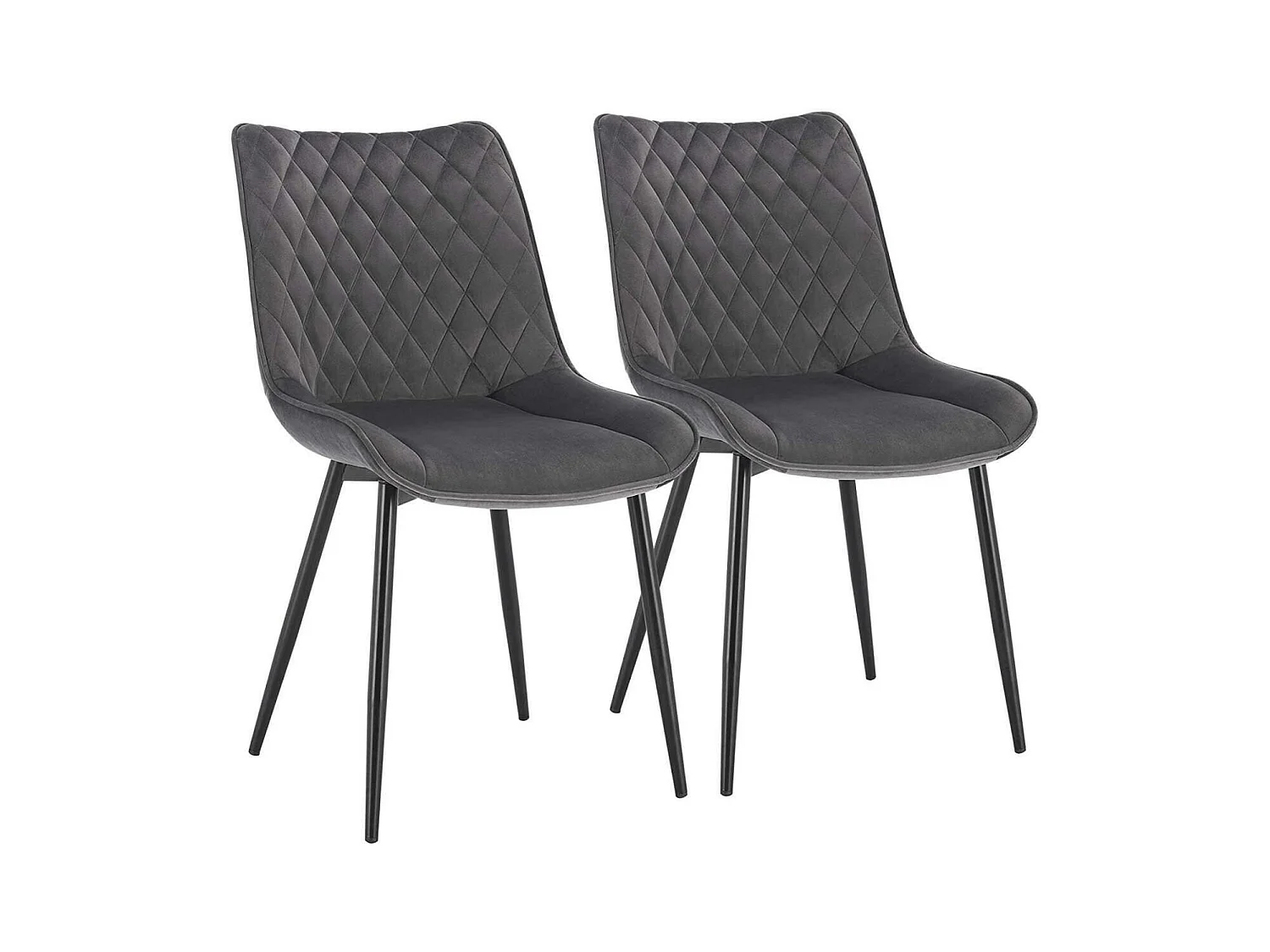 Chaises de cuisine 2 pièces en velours gris foncé 19_0000412