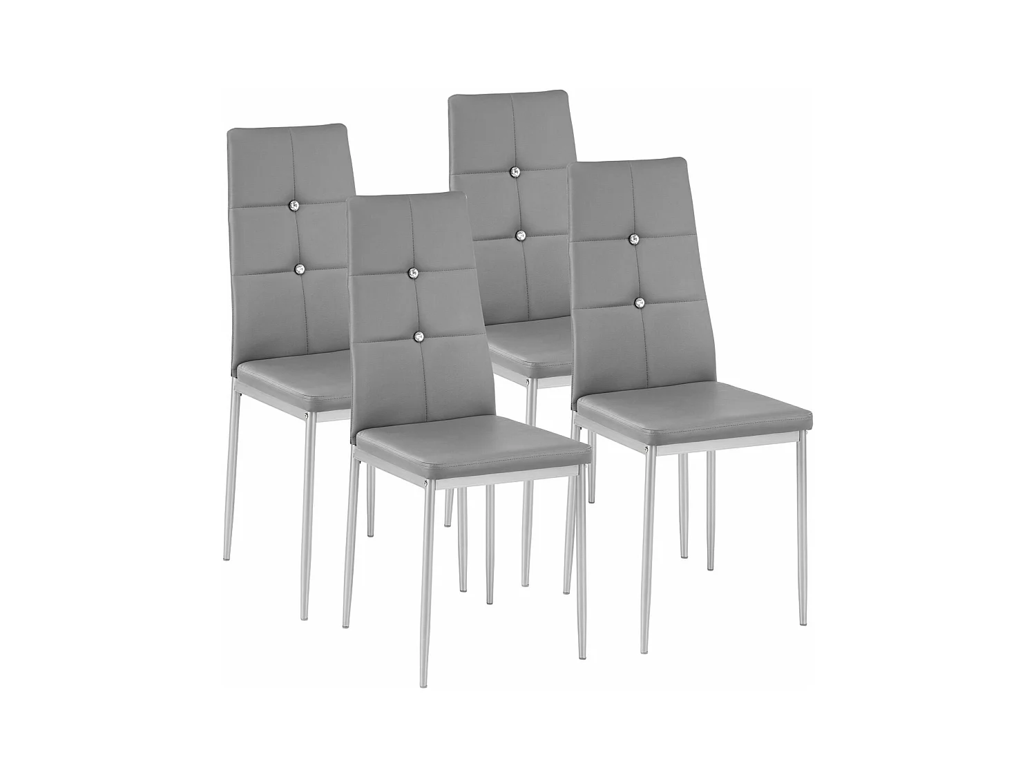 Lot de 4 chaises siège de salon cuisine salle à manger design élégant avec brillant gris 08_0000562