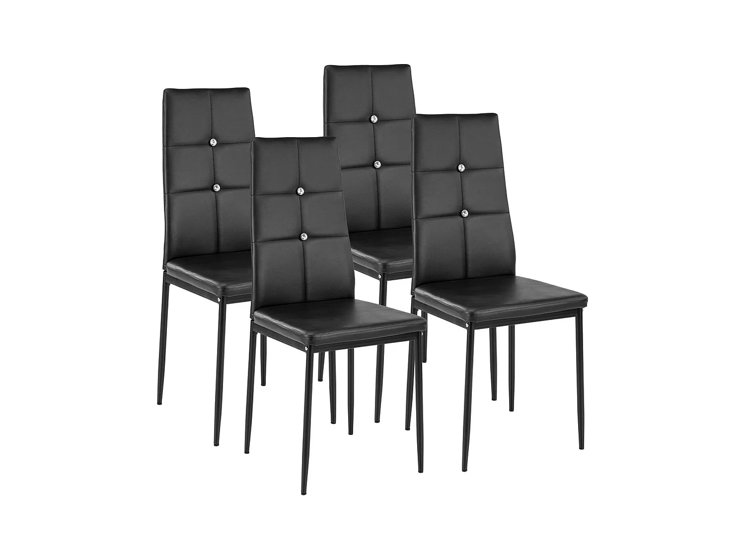 Lot de 4 chaises siège de salon cuisine salle à manger design élégant avec brillant noir 08_0000175