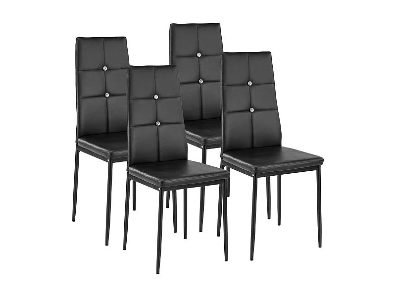 Lot de 4 chaises siège de salon cuisine salle à manger design élégant avec brillant noir 08_0000175