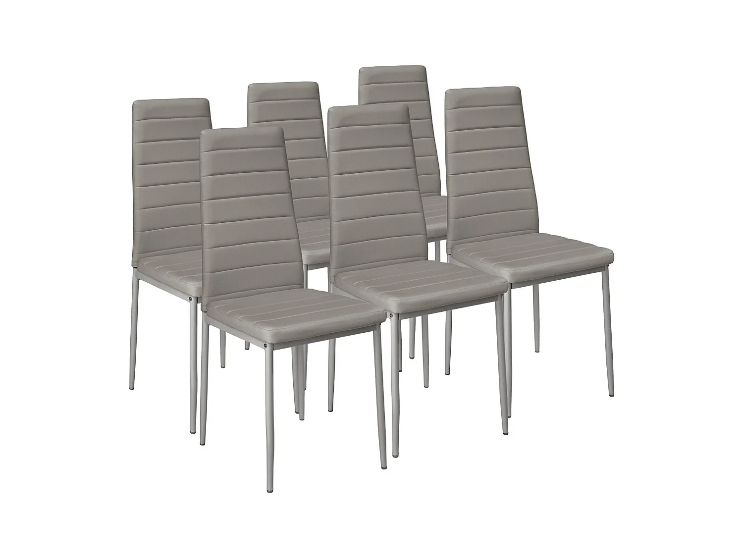 Lot de 6 chaises siège de salon cuisine salle à manger design carré élégant gris 08_0000173