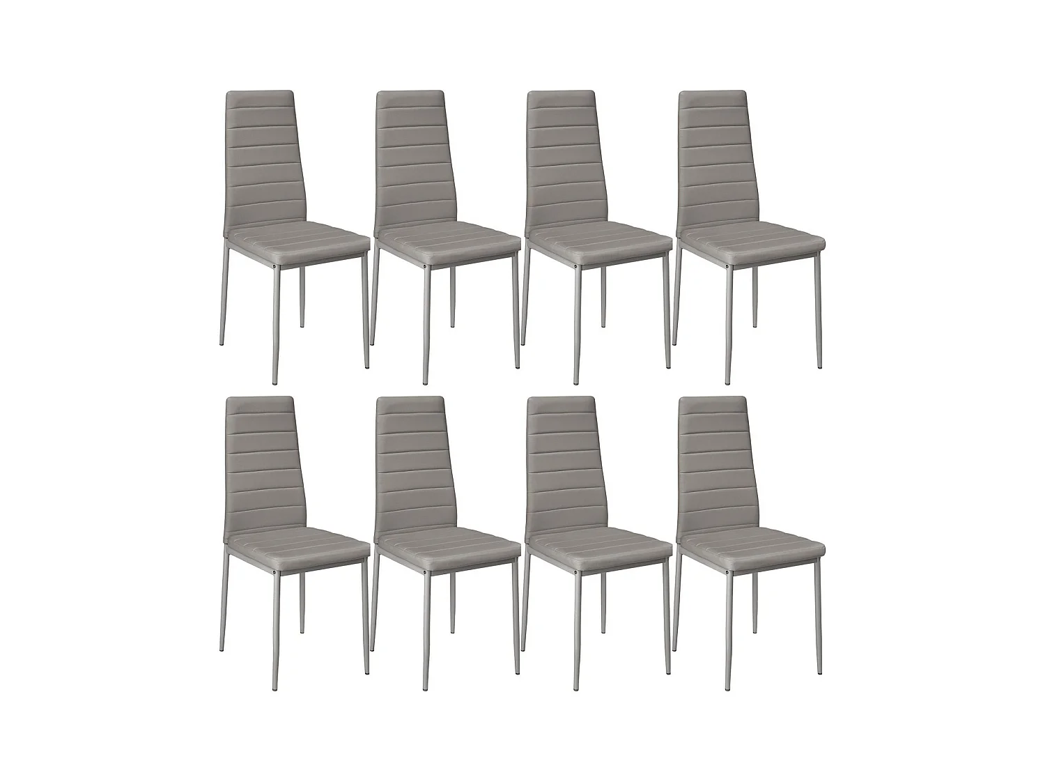 Lot de 8 chaises siège de salon cuisine salle à manger design carré élégant gris 08_0000145
