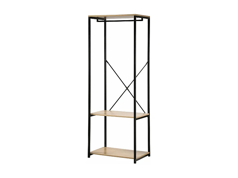 Guardaroba 3 ripiani in metallo e decorazioni in rovere - L60 cm