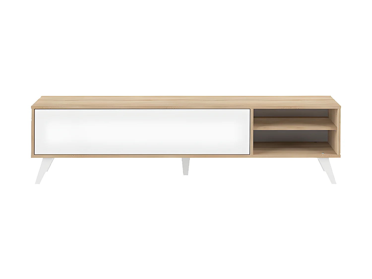 Meuble TV PRISM avec abattant - chêne naturel et blanc - TEMAHOME