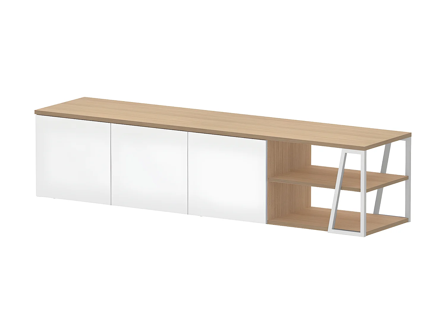 Meuble TV ALBI 190 chêne et blanc