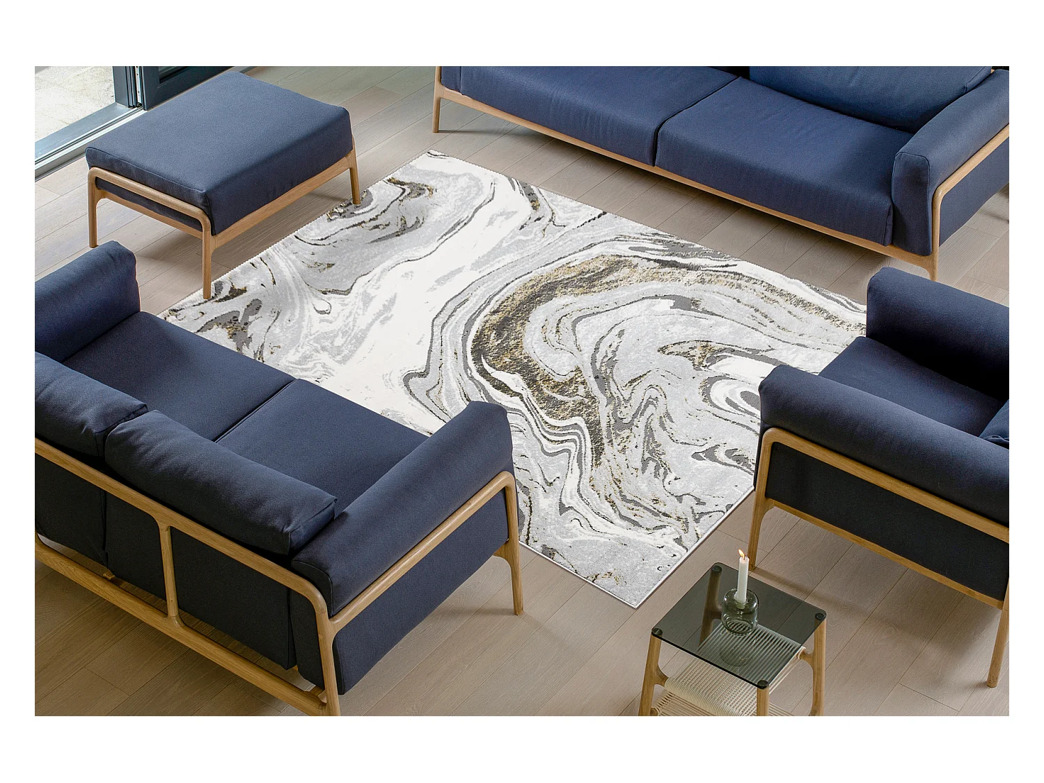 Tapijt LIRA E1686 Abstract, structureel, modern, glamour - grijs / gou 80x150 cm