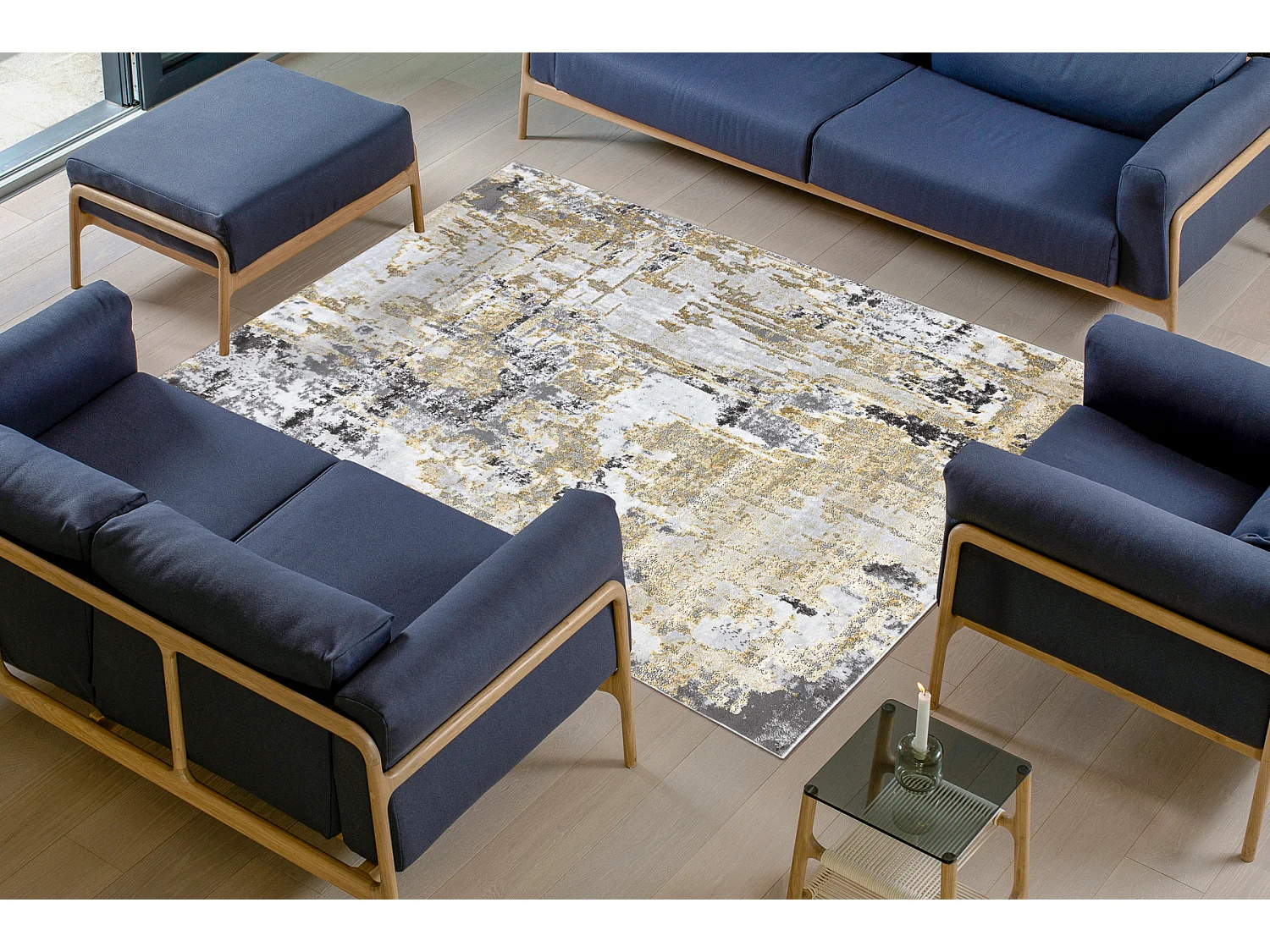 Tapijt LIRA G6704 Vintage, structureel, modern, glamour - goud / grijs 120x170 cm