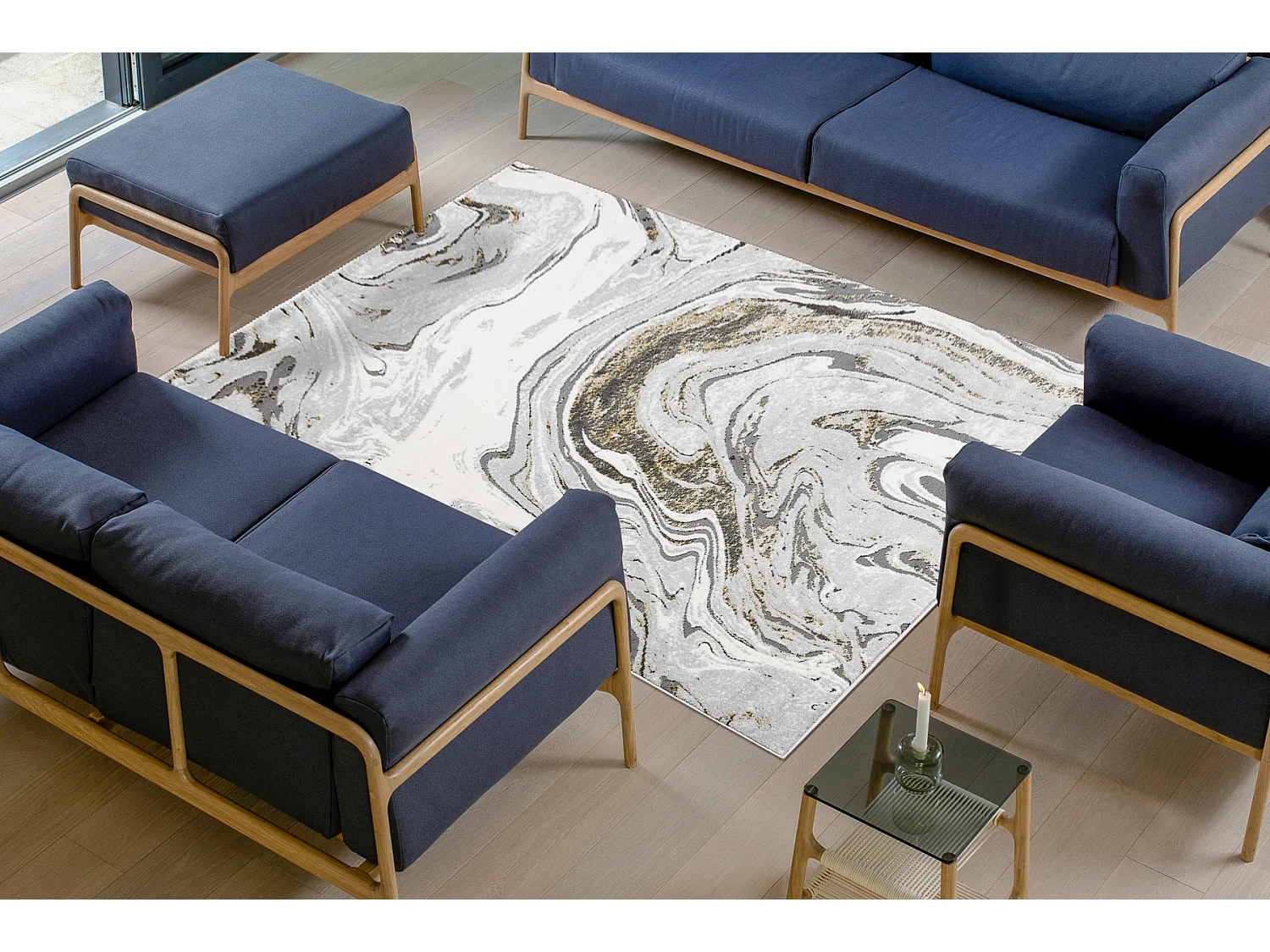 Tapis LIRA E1686 Abstrait, structuré, moderne, glamour - gris / or 240x330 cm