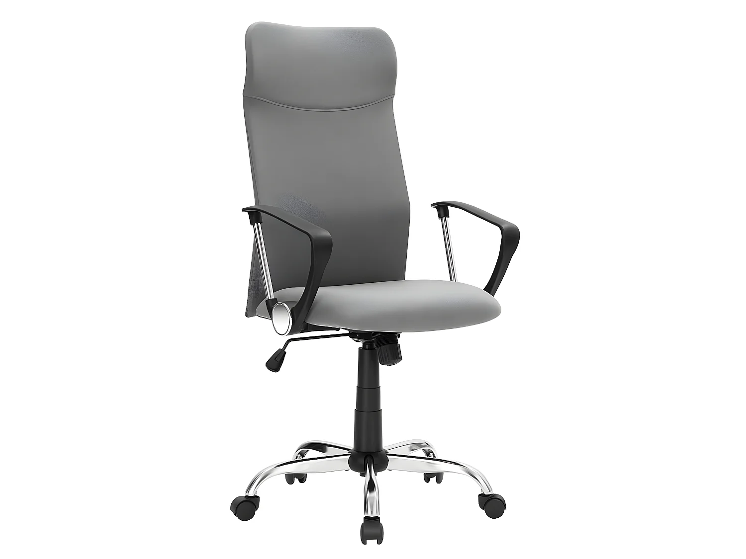 Fauteuil de bureau chaise ergonomique siège rembourré pivotant en tissu hauteur réglable mécanisme basculent charge 120 kg gris 12_0001375