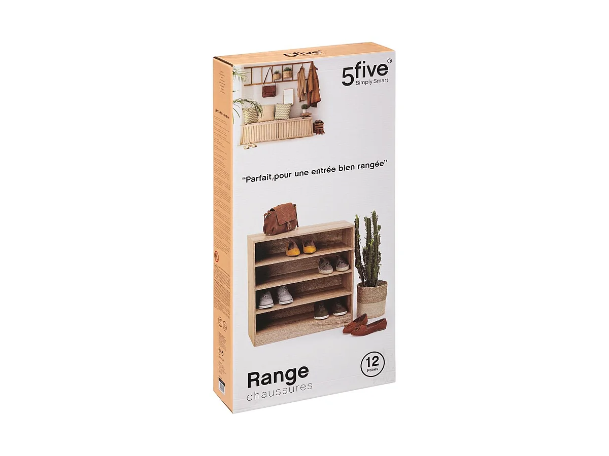 Range-chaussures en Bois Naturel 12 Paires H 68 cm