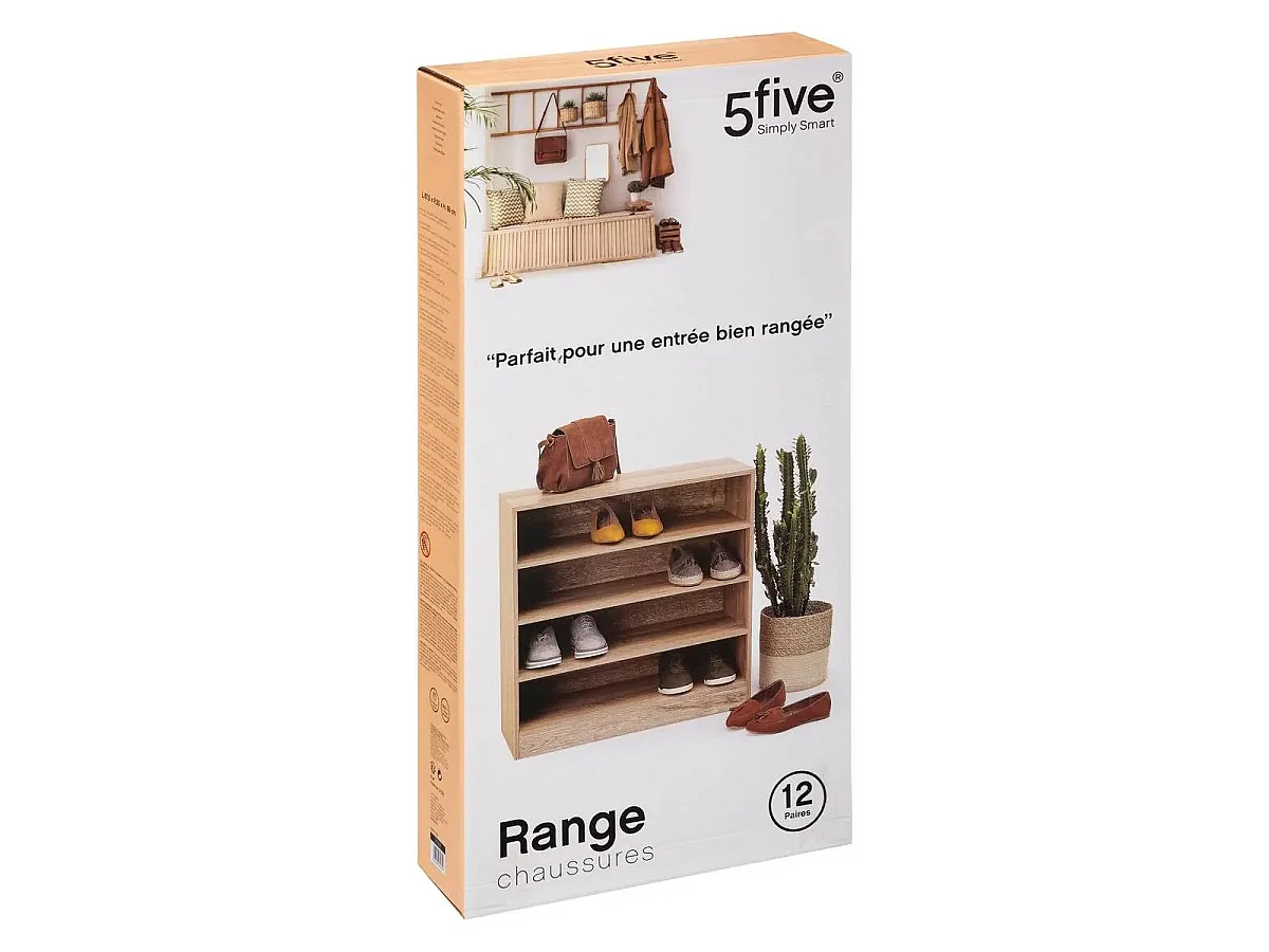 Range-chaussures en Bois Naturel 12 Paires H 68 cm
