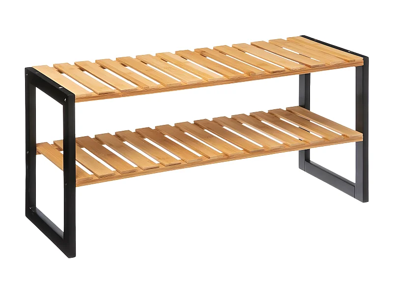 Etagère Range-chaussures empilable en Bambou et Métal