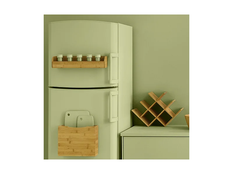 Range Bouteilles en Bambou capacité 8 Bouteilles 46.5 x 16.5 x 32 cm