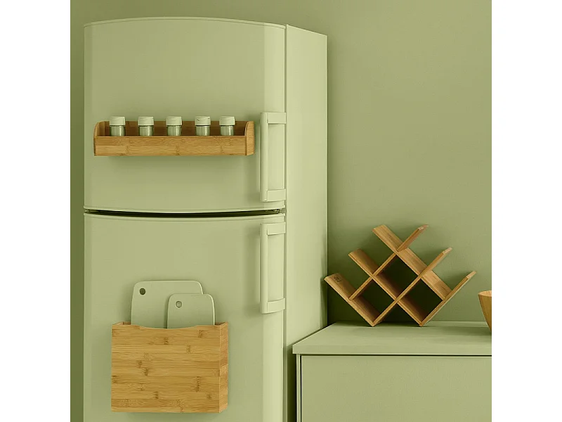 Range Bouteilles en Bambou capacité 8 Bouteilles 46.5 x 16.5 x 32 cm