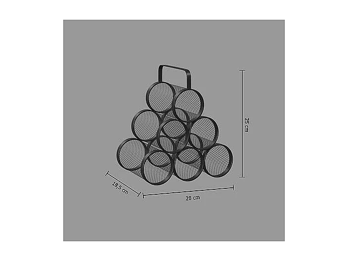 Range Bouteilles en métal noir capacité 6 Bouteilles H 30 cm