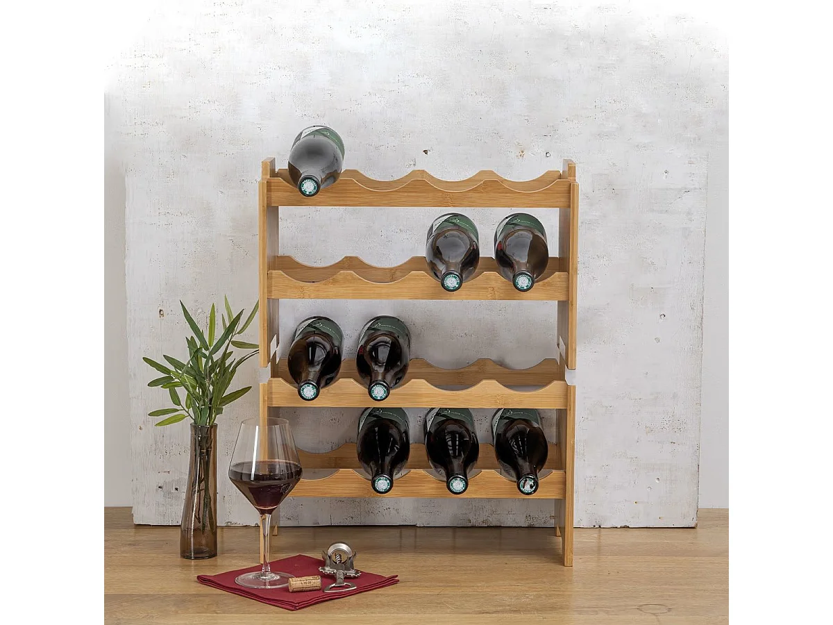 Range Bouteilles en Bambou capacité 8 Bouteilles Rack superposable