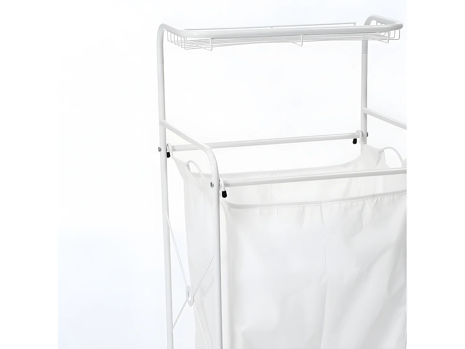 Panier à linge  blanc sur support