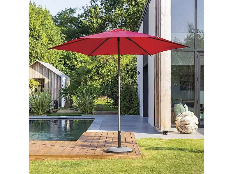 Parasol droit rond 2,7m Soya grenade Hespéride - Grenade