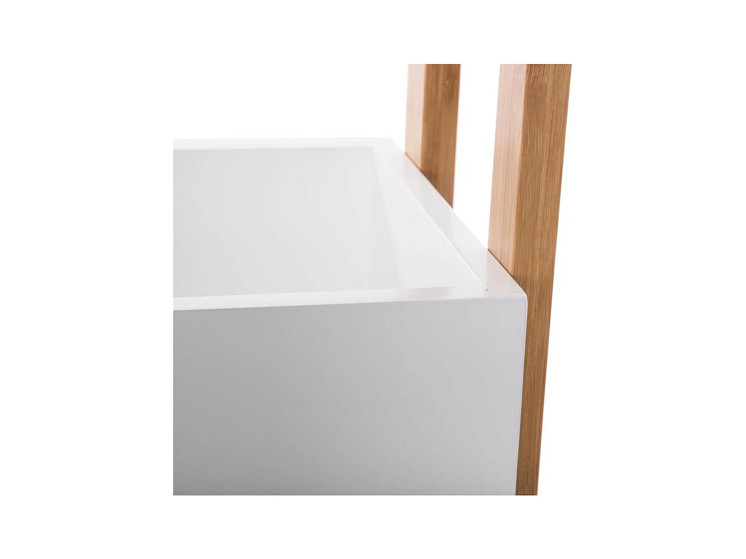Desserte roulante 3 niveaux en Bambou et Bois Blanc H 80 cm