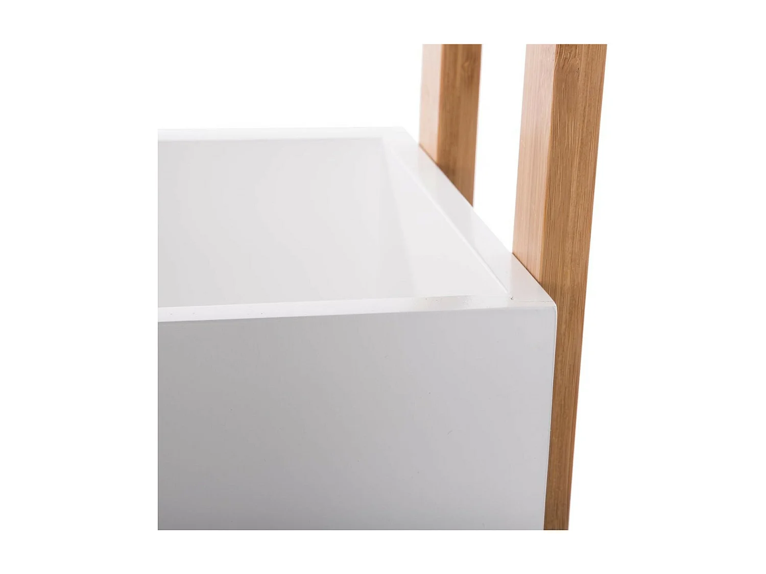 Desserte roulante 3 niveaux en Bambou et Bois Blanc H 80 cm