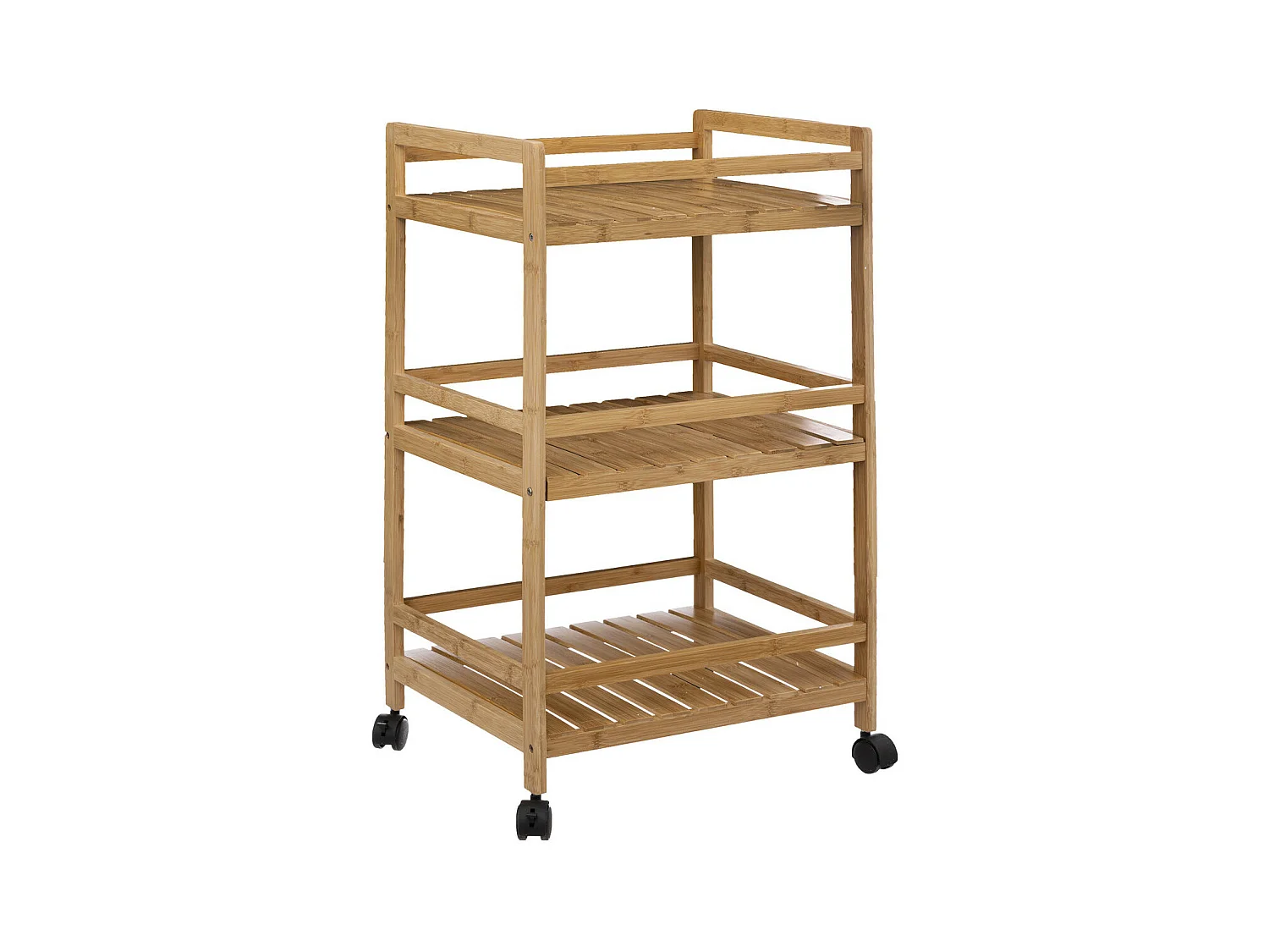 Desserte roulante 3 niveaux en Bambou H 74 cm