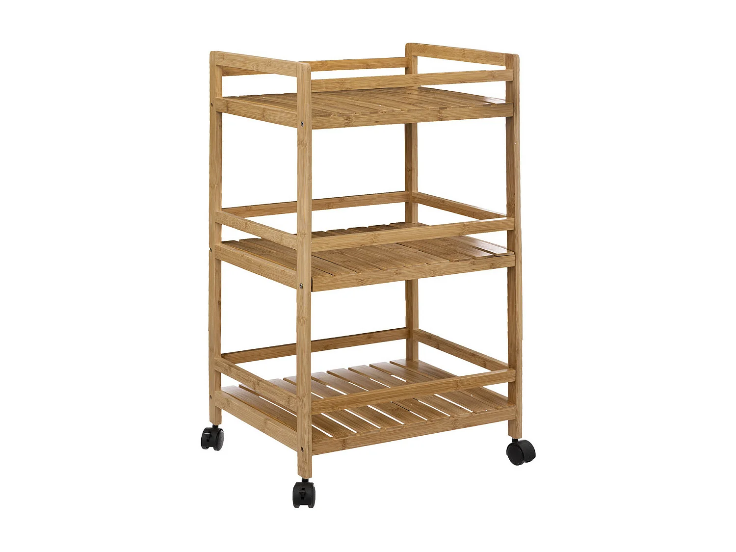 Desserte roulante 3 niveaux en Bambou H 74 cm