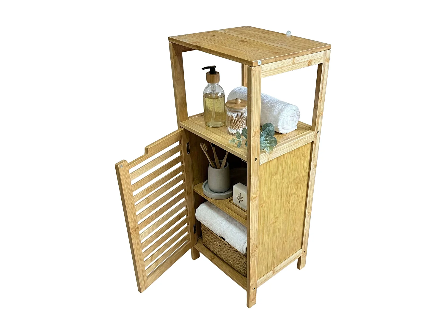 Meuble bas auxiliaire avec 1 porte et espace ouvert, dimensions : 32 x 80 x 28 cm