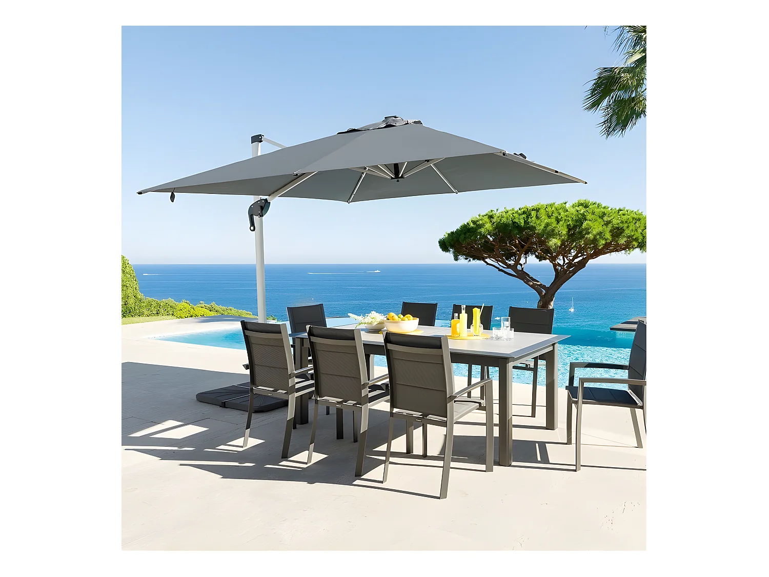 Parasol carré avec LEDs Equador Hespéride