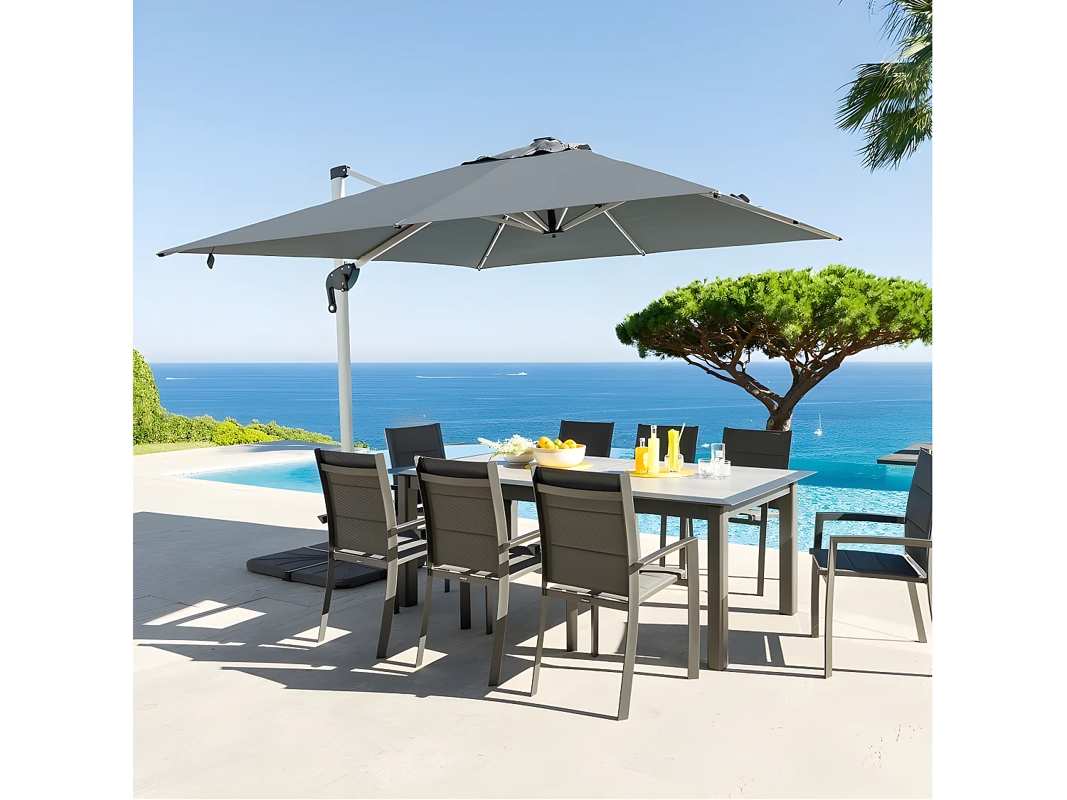 Parasol carré avec LEDs Equador Hespéride