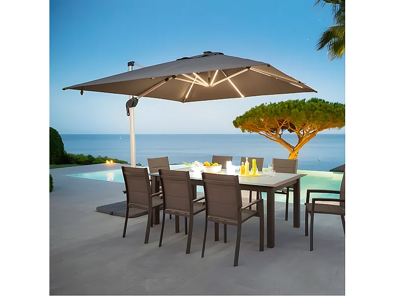 Parasol carré avec LEDs Equador Hespéride