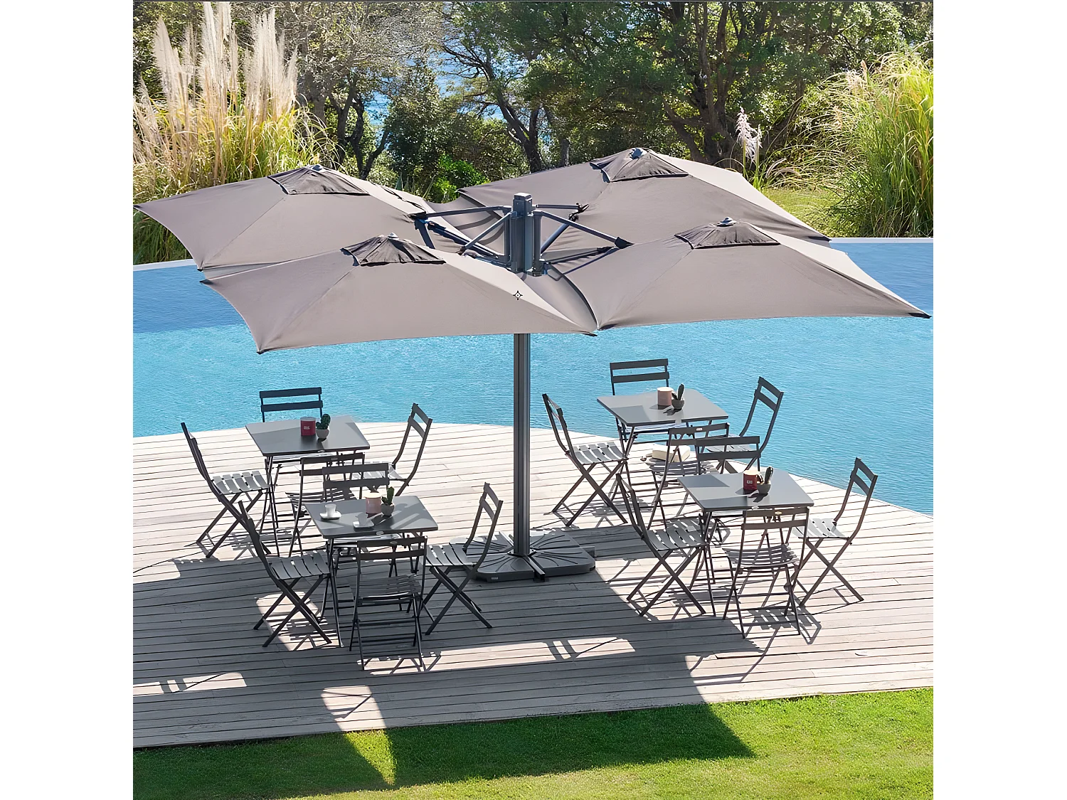 Parasol Setiri 16 m² ardoise Hespéride - Gris