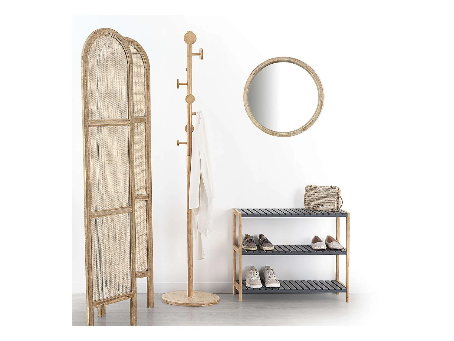 Porte-manteaux en Bambou 8 patères H 175 cm