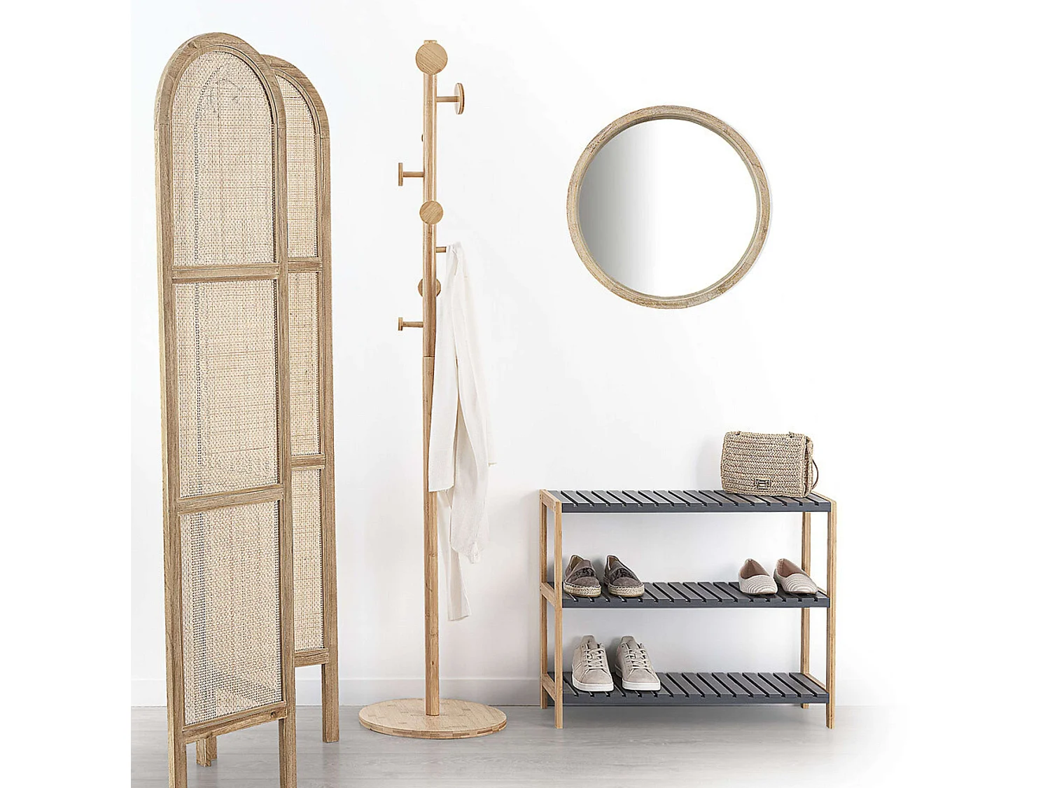 Porte-manteaux en Bambou 8 patères H 175 cm