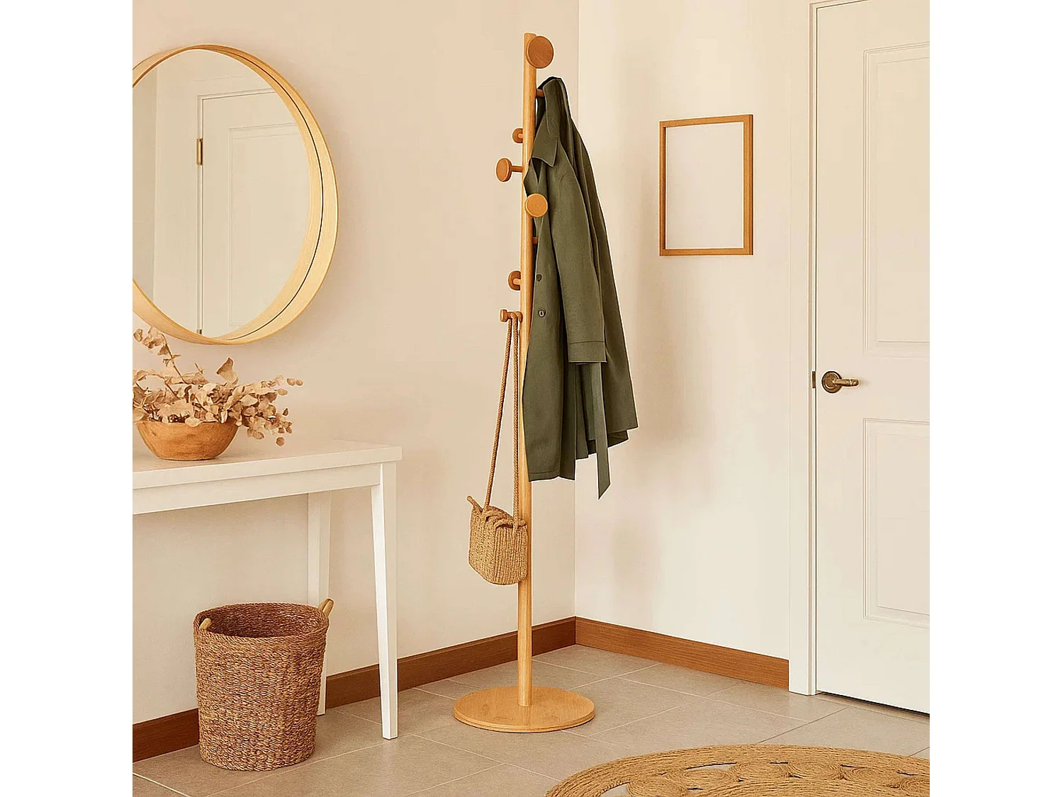 Porte-manteaux en Bambou 8 patères H 175 cm