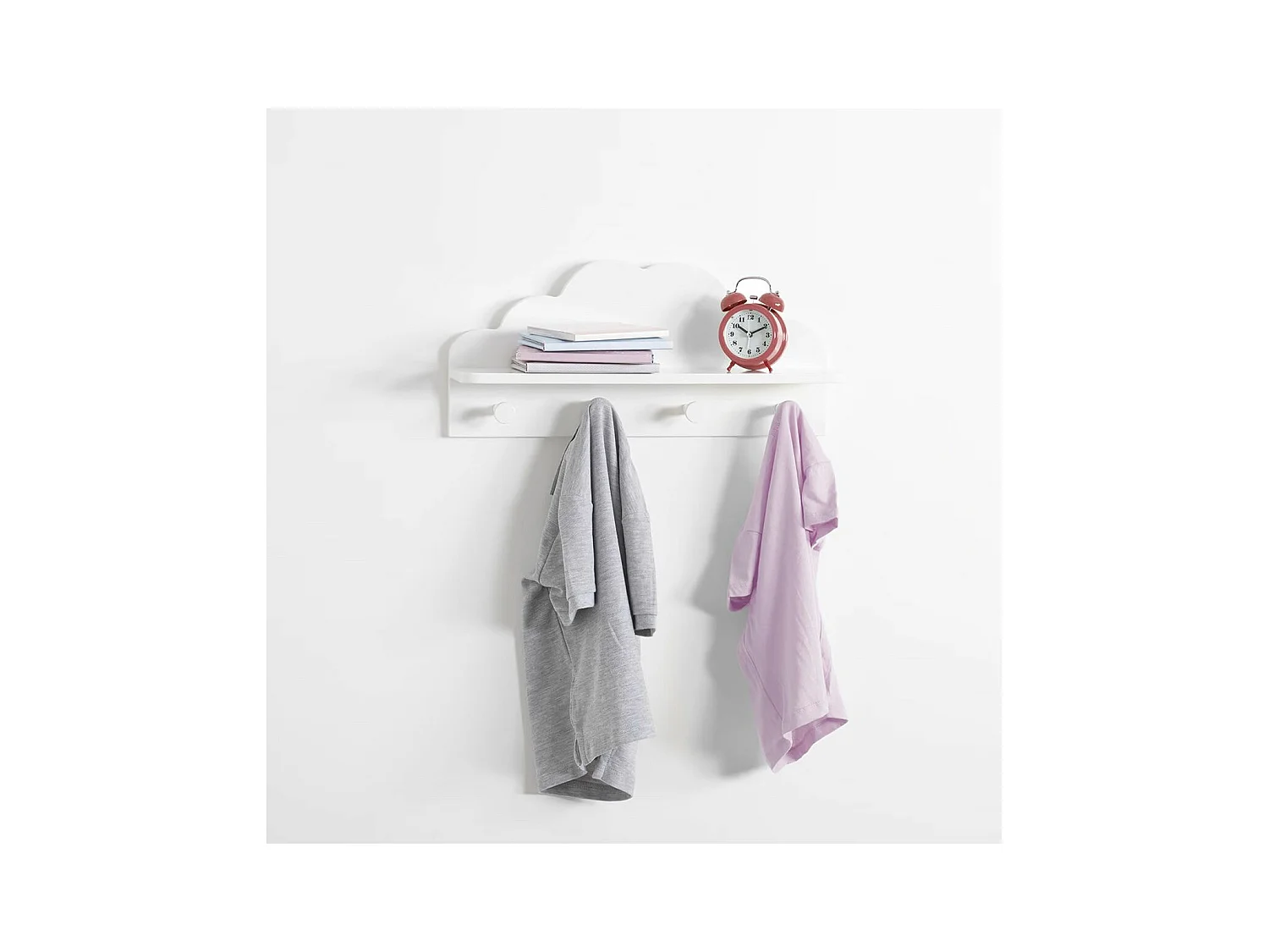 Perchero 4 colgadores MDF blanco 12x48x22cm