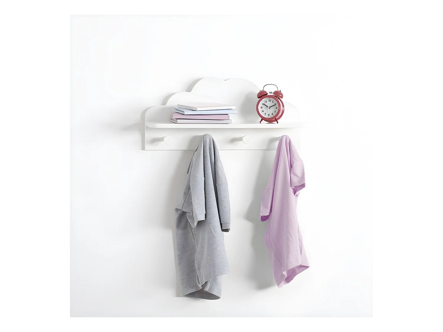 Perchero 4 colgadores MDF blanco 12x48x22cm