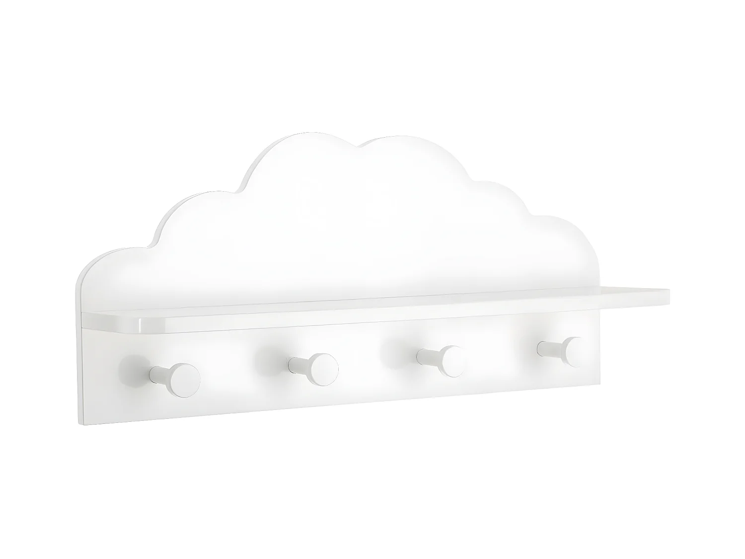 Patère Enfant Nuage Blanc 4 Crochets avec Tablette