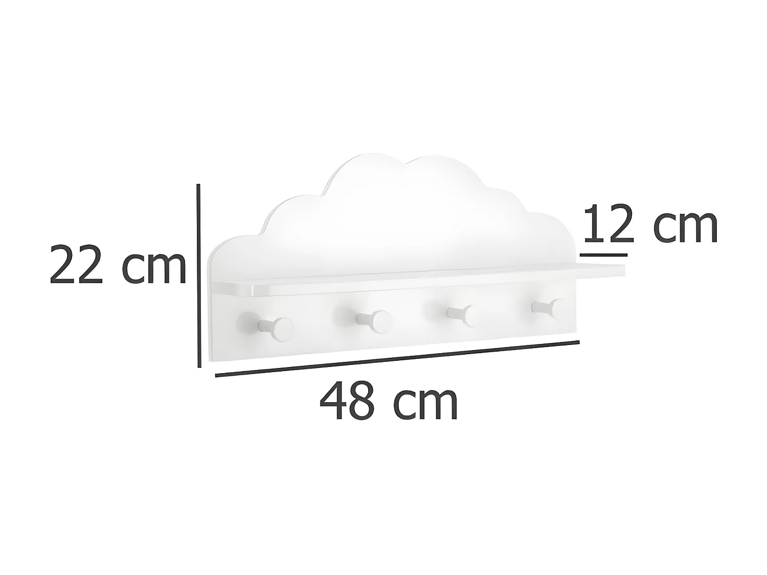Garderobenständer 4 Haken weiß 12x48x22cm
