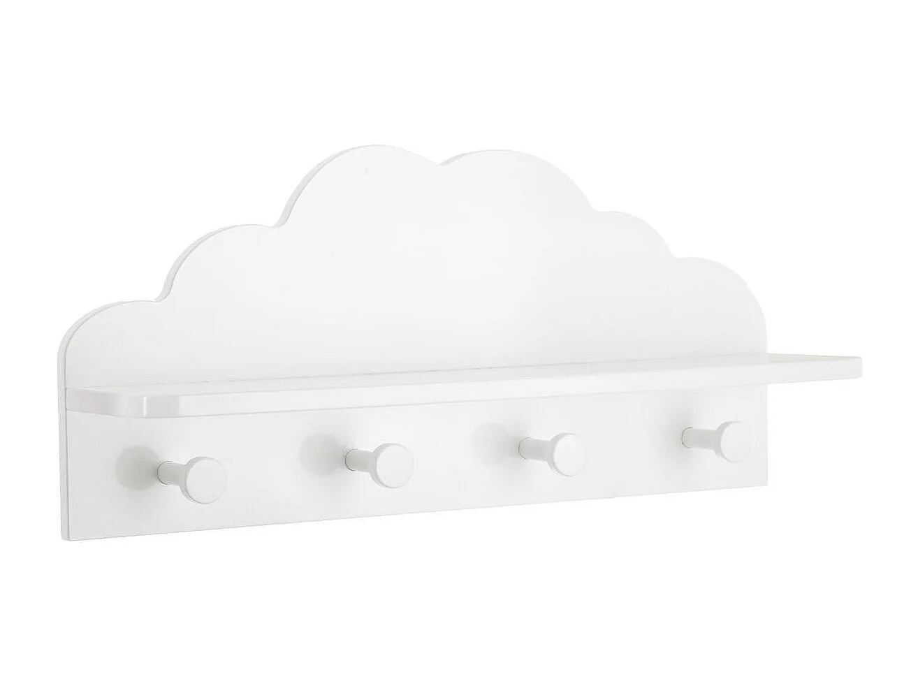 Patère Enfant Nuage Blanc 4 Crochets avec Tablette