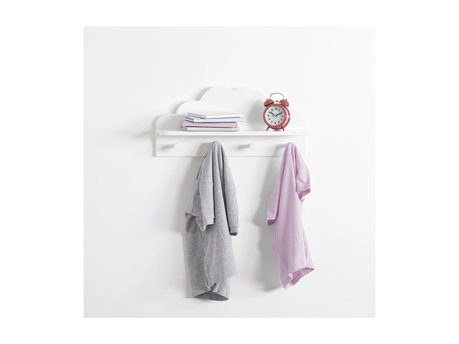 Patère Enfant Nuage Blanc 4 Crochets avec Tablette