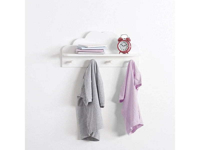 Patère Enfant Nuage Blanc 4 Crochets avec Tablette