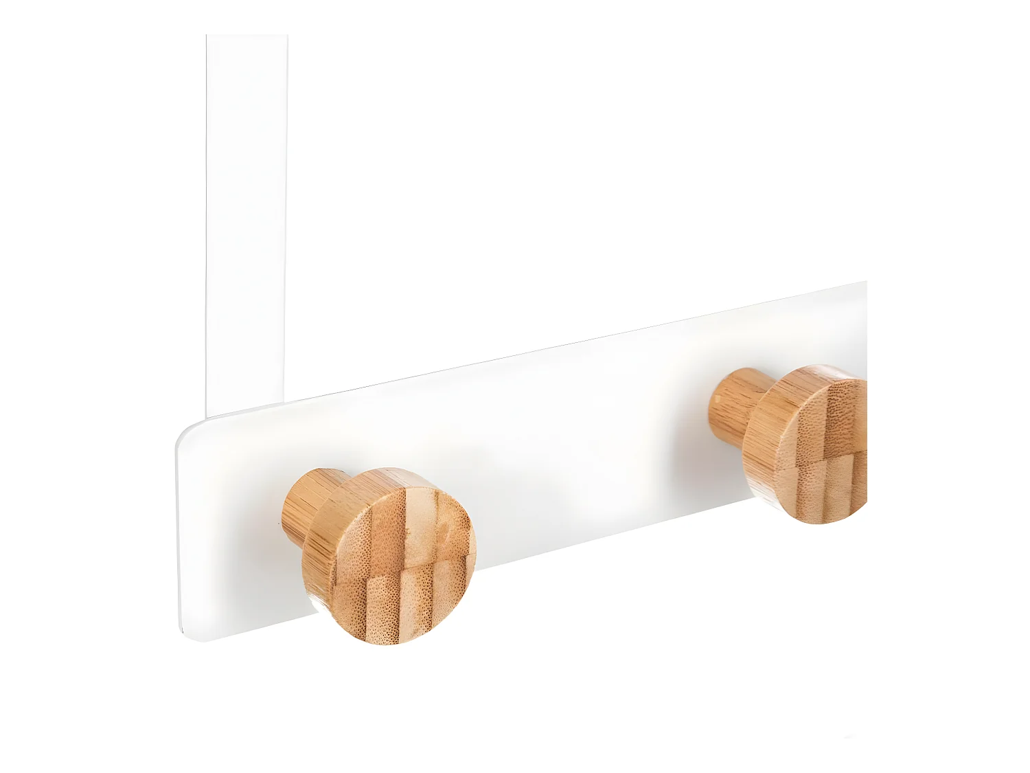 Patère de porte en Métal Blanc 5 Têtes en Bambou L 33 cm