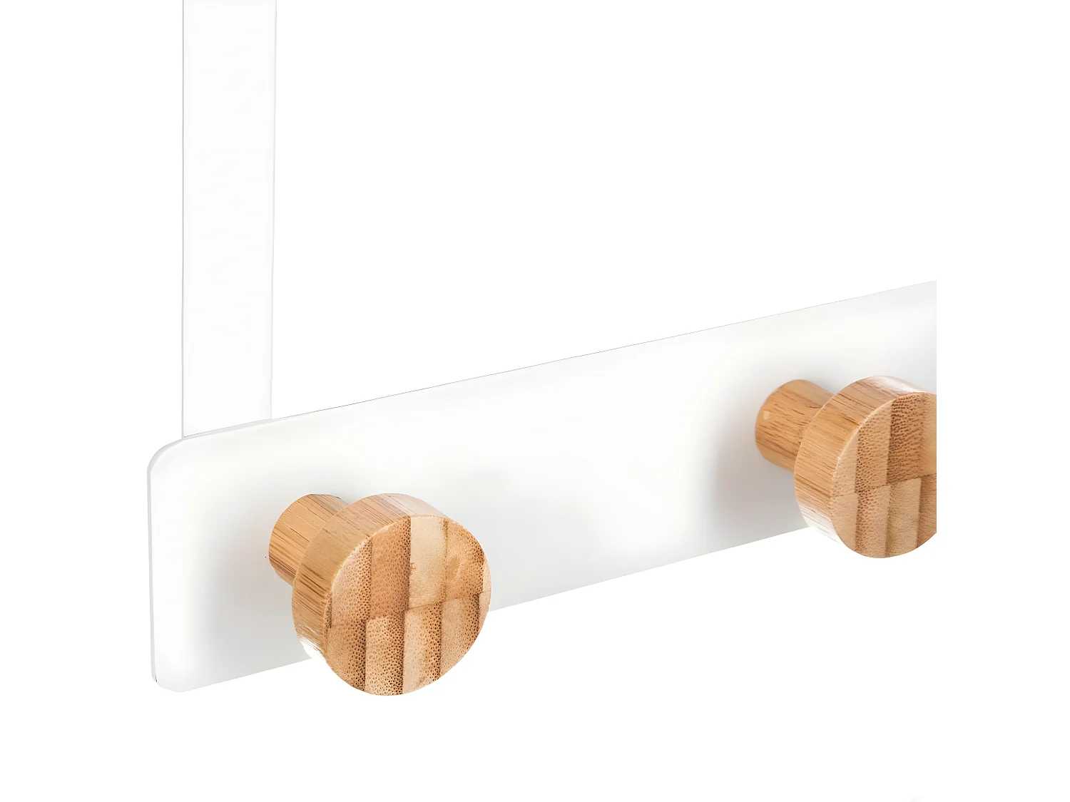 Patère de porte en Métal Blanc 5 Têtes en Bambou L 33 cm